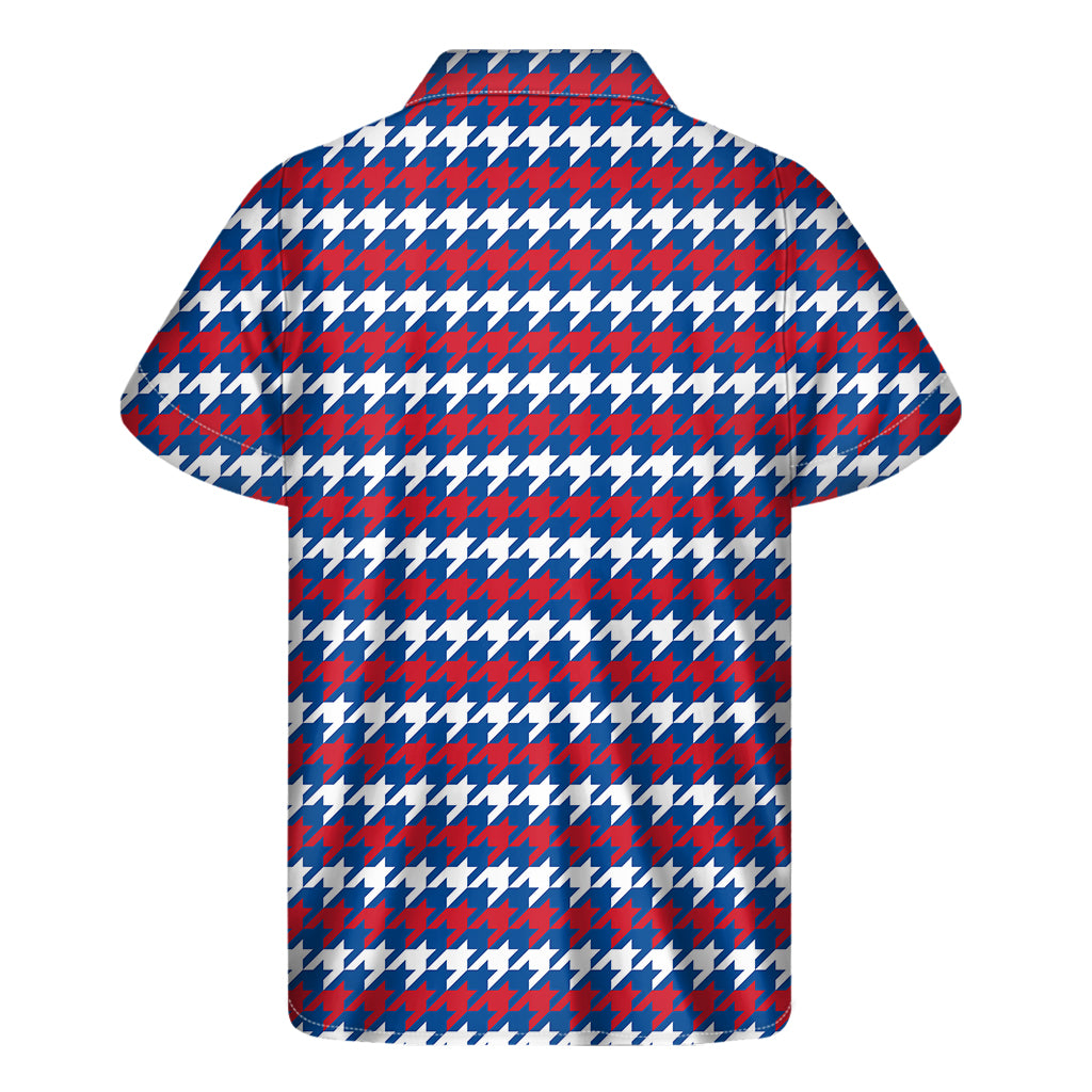 American Houndstooth Pattern Print Men's Short Sleeve Shirt