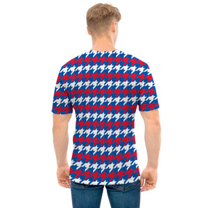 American Houndstooth Pattern Print Men's T-Shirt