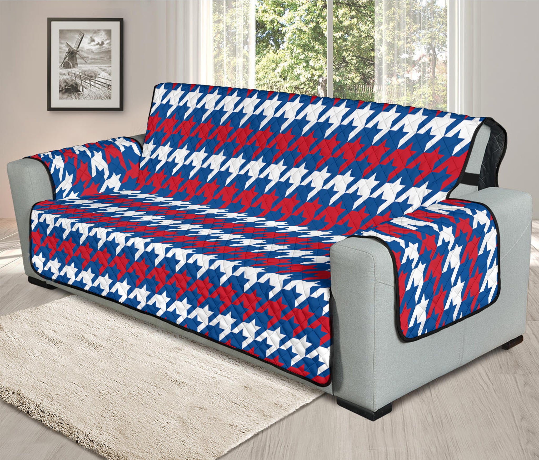 American Houndstooth Pattern Print Oversized Sofa Protector