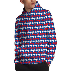 American Houndstooth Pattern Print Pullover Hoodie