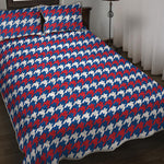 American Houndstooth Pattern Print Quilt Bed Set