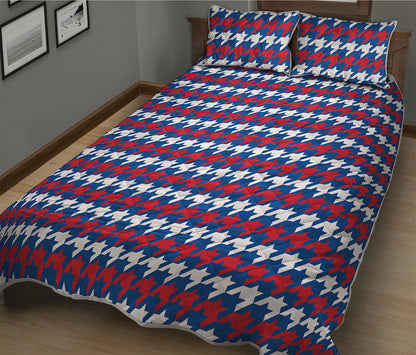 American Houndstooth Pattern Print Quilt Bed Set