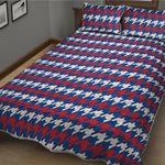 American Houndstooth Pattern Print Quilt Bed Set