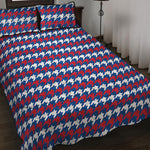 American Houndstooth Pattern Print Quilt Bed Set