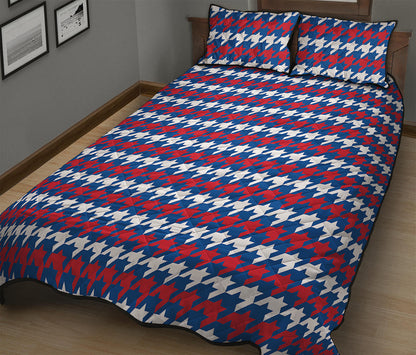 American Houndstooth Pattern Print Quilt Bed Set