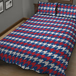 American Houndstooth Pattern Print Quilt Bed Set