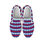 American Houndstooth Pattern Print White Slip On Shoes