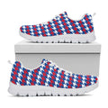 American Houndstooth Pattern Print White Running Shoes