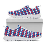 American Houndstooth Pattern Print White Sneakers