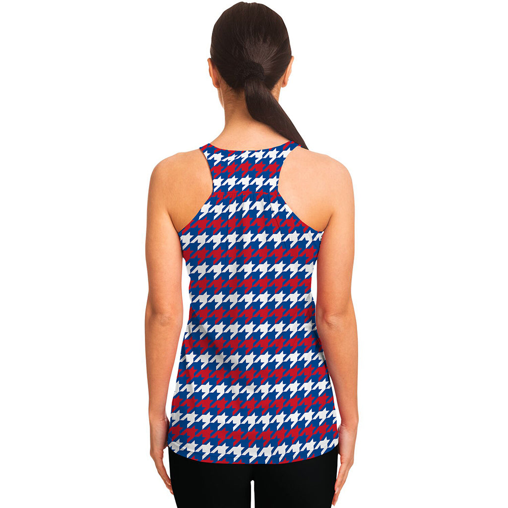 American Houndstooth Pattern Print Women's Racerback Tank Top