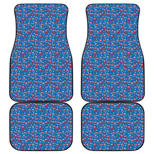 American Independence Day Pattern Print Front and Back Car Floor Mats