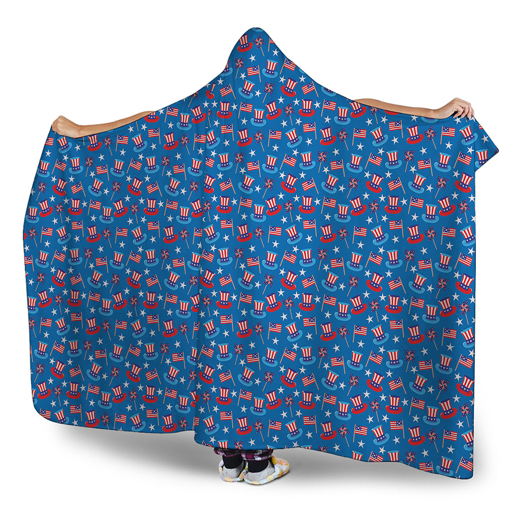 American Independence Day Pattern Print Hooded Blanket