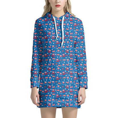American Independence Day Pattern Print Hoodie Dress
