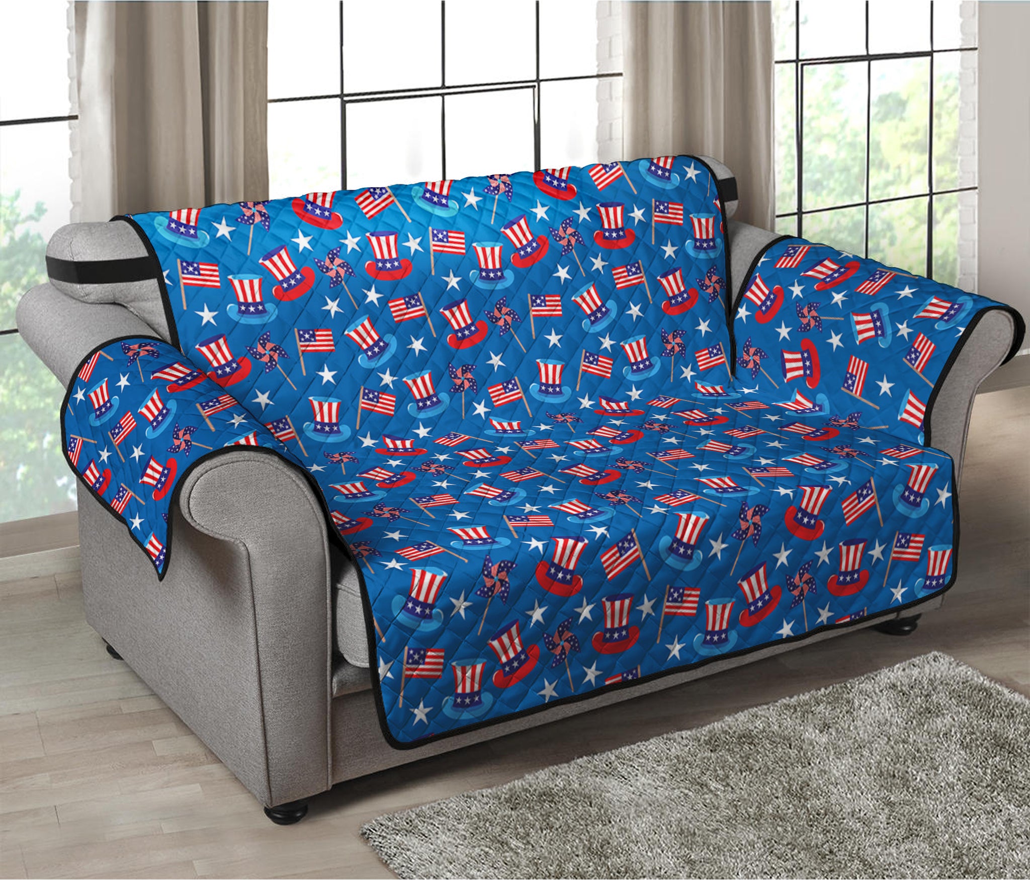 American Independence Day Pattern Print Loveseat Protector