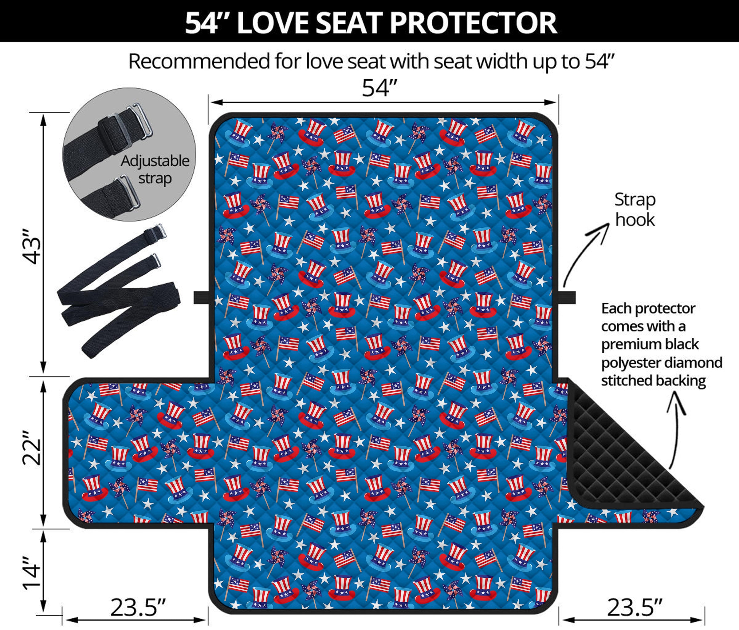 American Independence Day Pattern Print Loveseat Protector