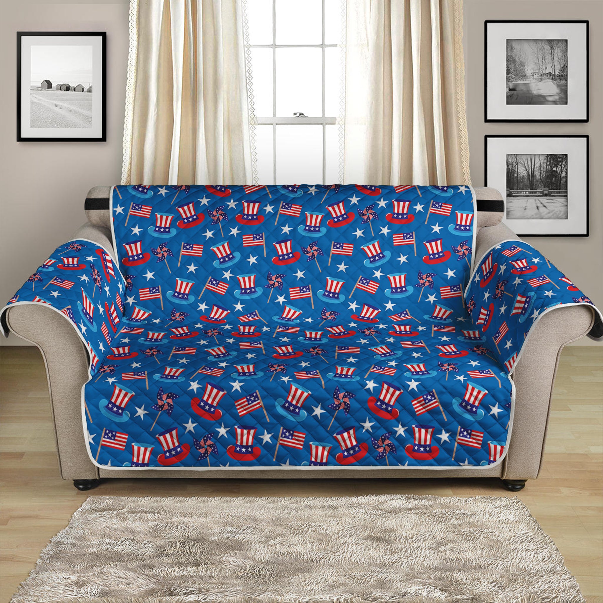 American Independence Day Pattern Print Loveseat Protector