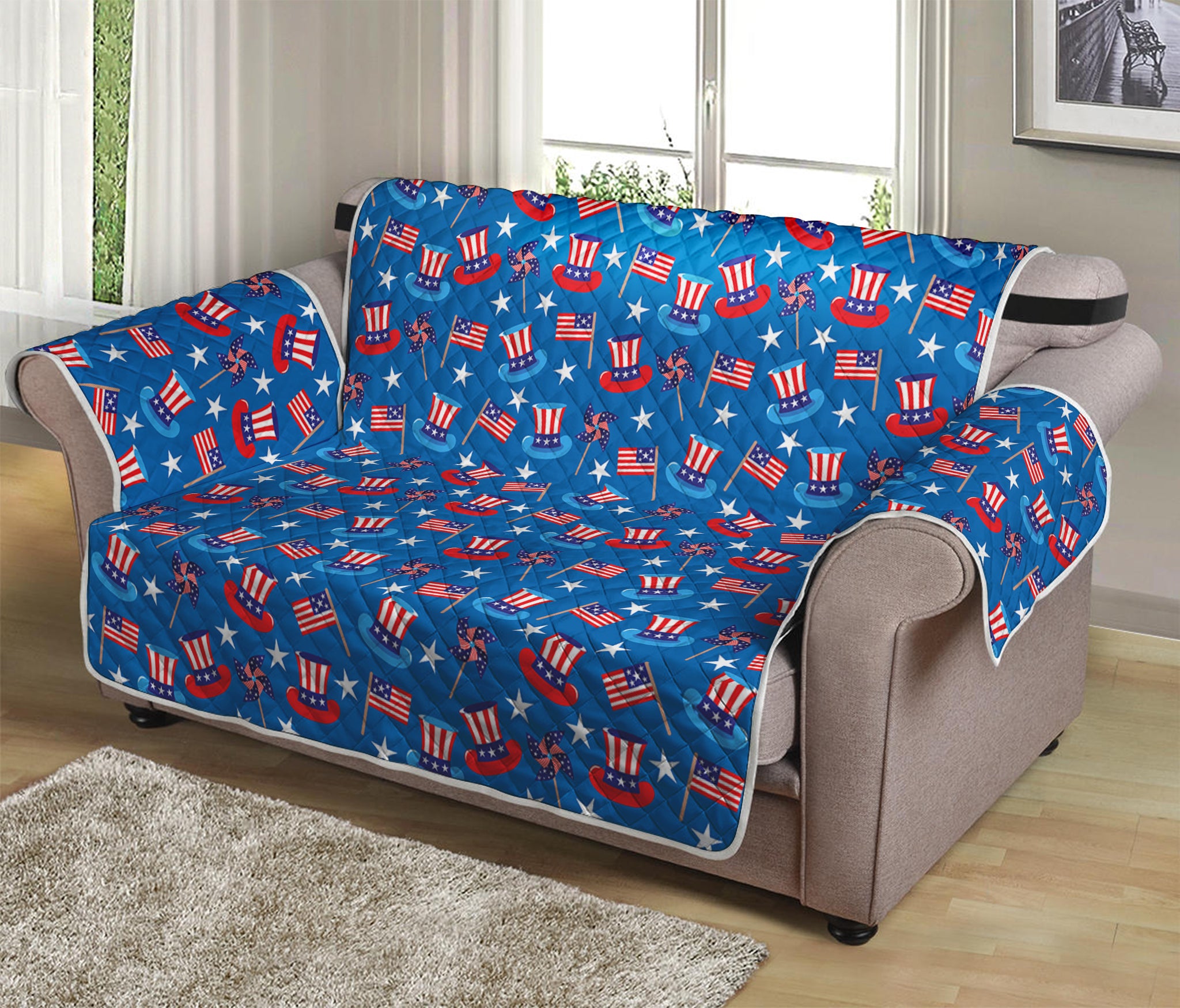 American Independence Day Pattern Print Loveseat Protector