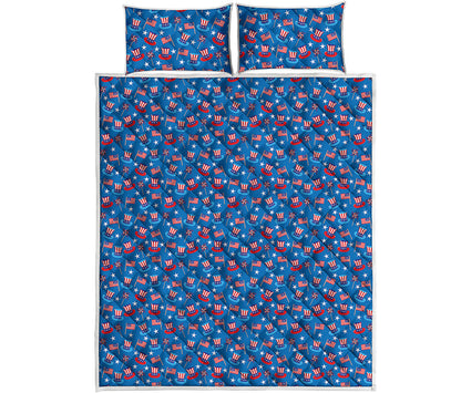 American Independence Day Pattern Print Quilt Bed Set