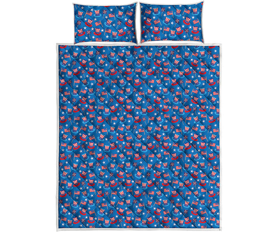 American Independence Day Pattern Print Quilt Bed Set