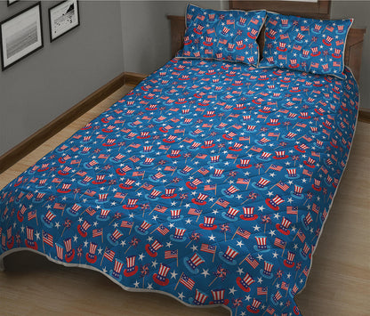 American Independence Day Pattern Print Quilt Bed Set
