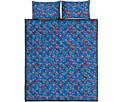 American Independence Day Pattern Print Quilt Bed Set