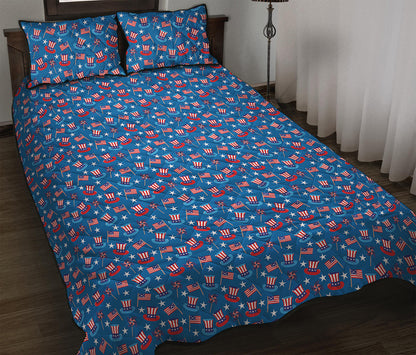 American Independence Day Pattern Print Quilt Bed Set