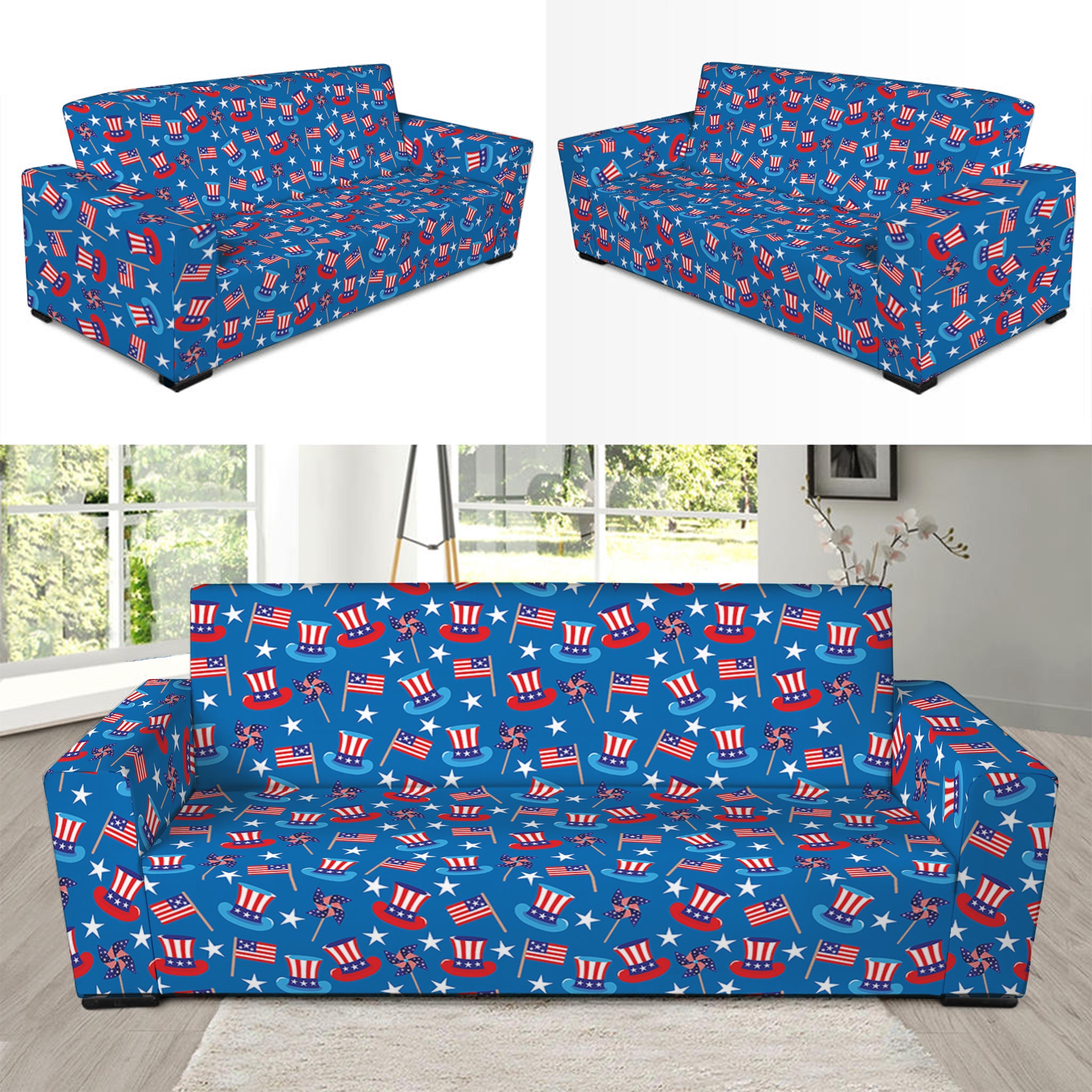 American Independence Day Pattern Print Sofa Slipcover