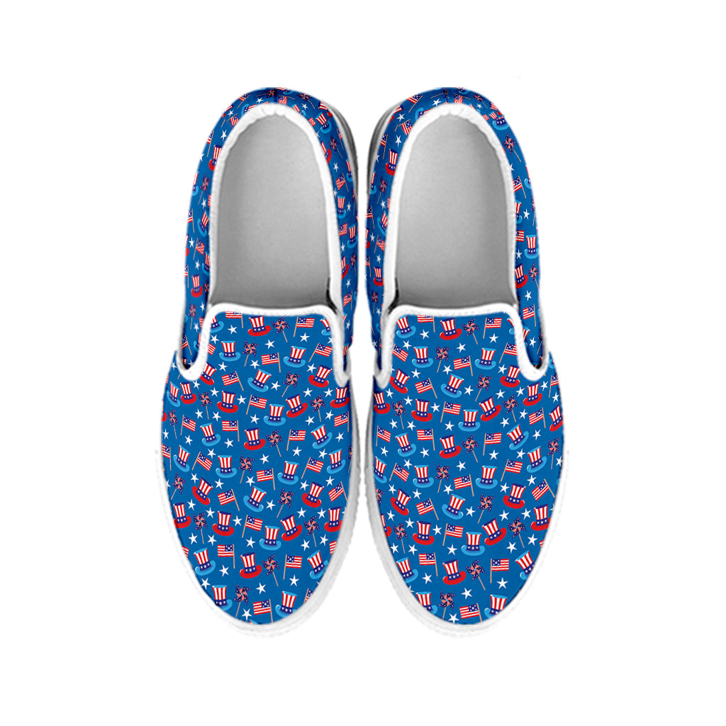 American Independence Day Pattern Print White Slip On Shoes