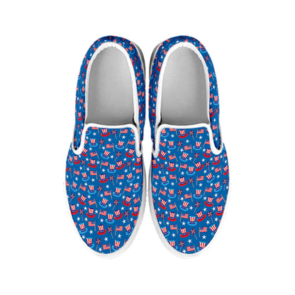 American Independence Day Pattern Print White Slip On Shoes