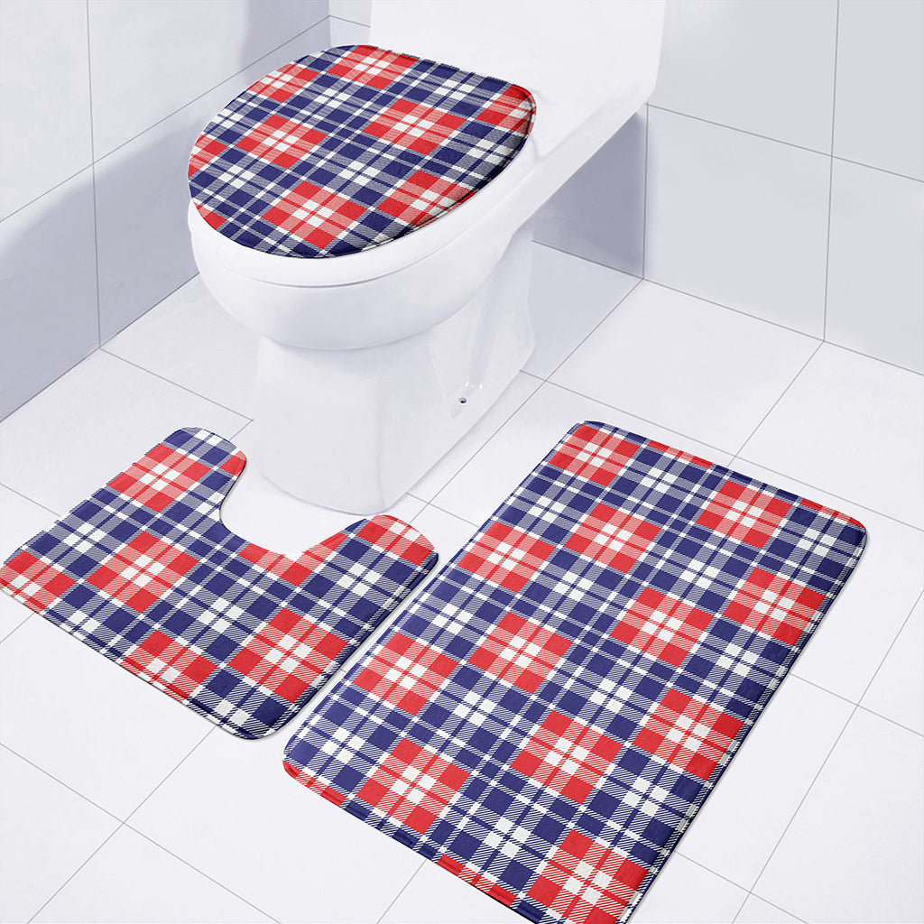 American Independence Day Plaid Print 3 Piece Bath Mat Set