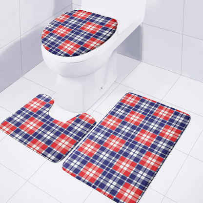 American Independence Day Plaid Print 3 Piece Bath Mat Set
