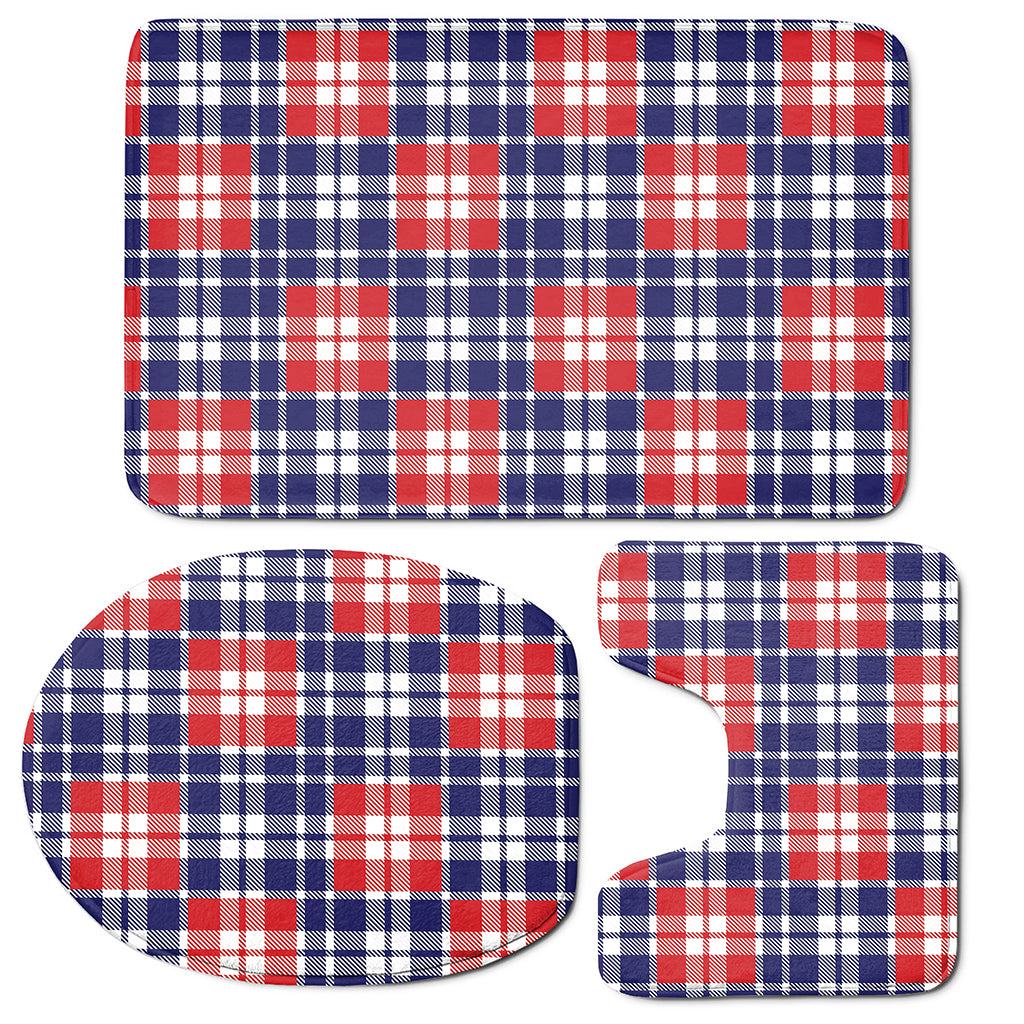 American Independence Day Plaid Print 3 Piece Bath Mat Set