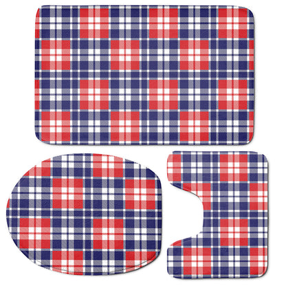 American Independence Day Plaid Print 3 Piece Bath Mat Set