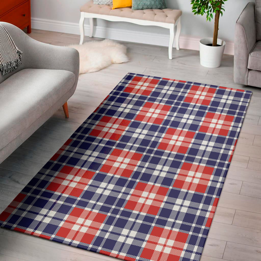 American Independence Day Plaid Print Area Rug