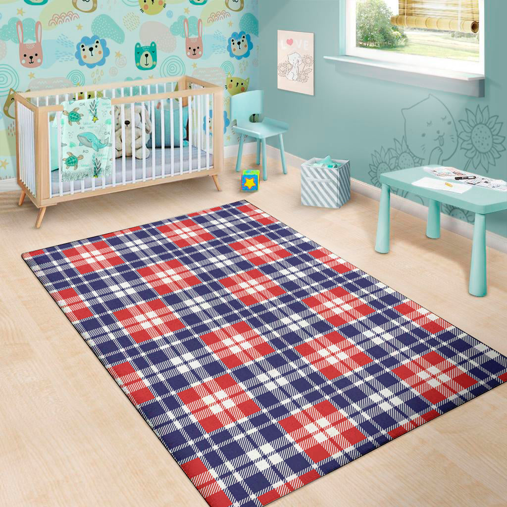 American Independence Day Plaid Print Area Rug
