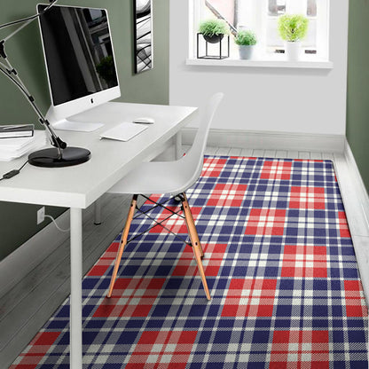 American Independence Day Plaid Print Area Rug