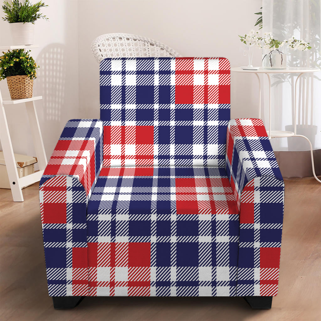 American Independence Day Plaid Print Armchair Slipcover