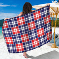 American Independence Day Plaid Print Beach Sarong Wrap