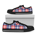 American Independence Day Plaid Print Black Low Top Sneakers