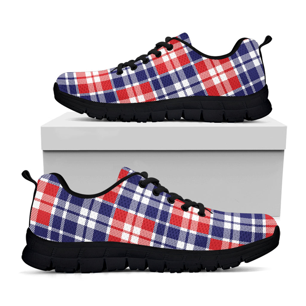 American Independence Day Plaid Print Black Sneakers