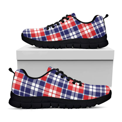 American Independence Day Plaid Print Black Sneakers
