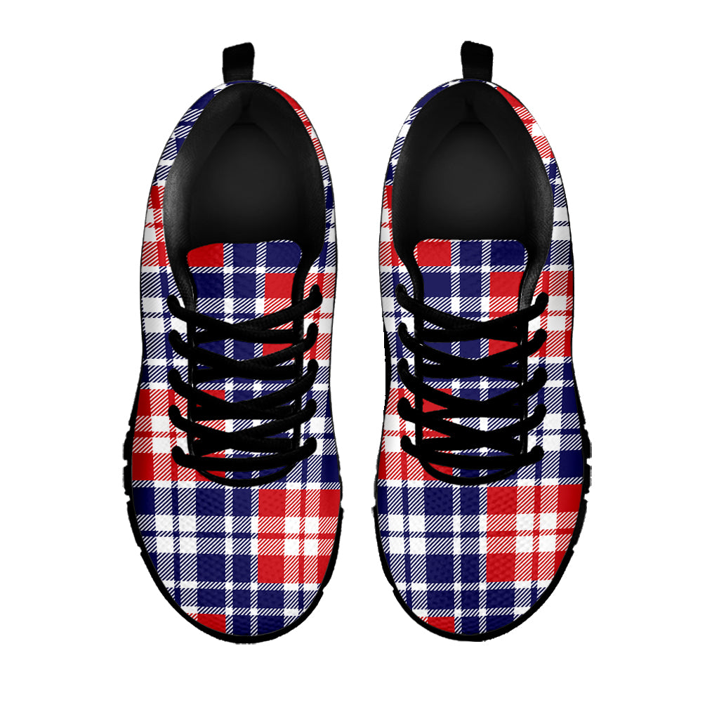 American Independence Day Plaid Print Black Sneakers