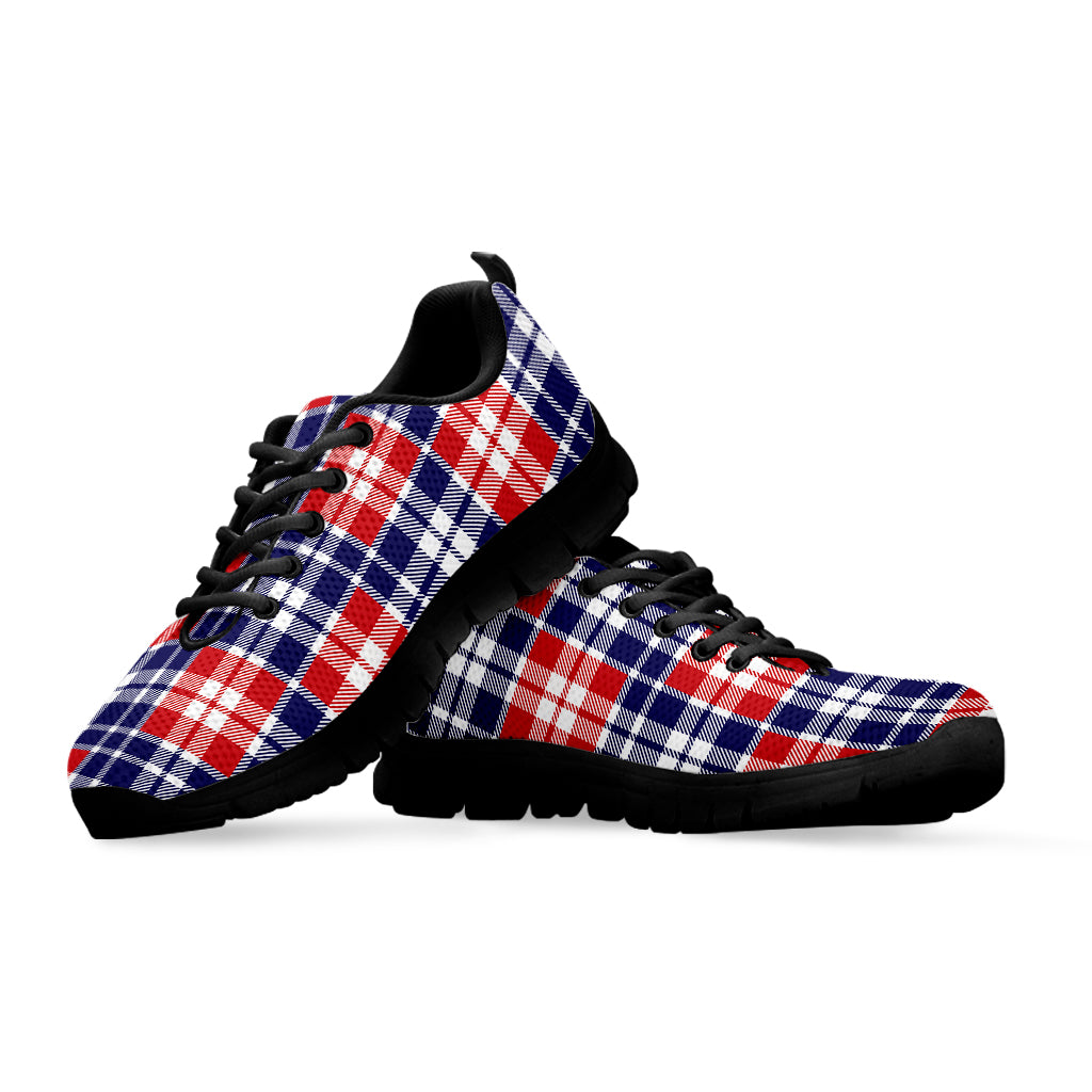 American Independence Day Plaid Print Black Sneakers