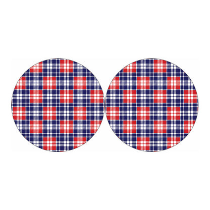 American Independence Day Plaid Print Car Coasters
