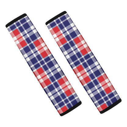 American Independence Day Plaid Print Car Seat Belt Covers