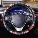 American Independence Day Plaid Print Car Steering Wheel Cover