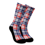 American Independence Day Plaid Print Crew Socks