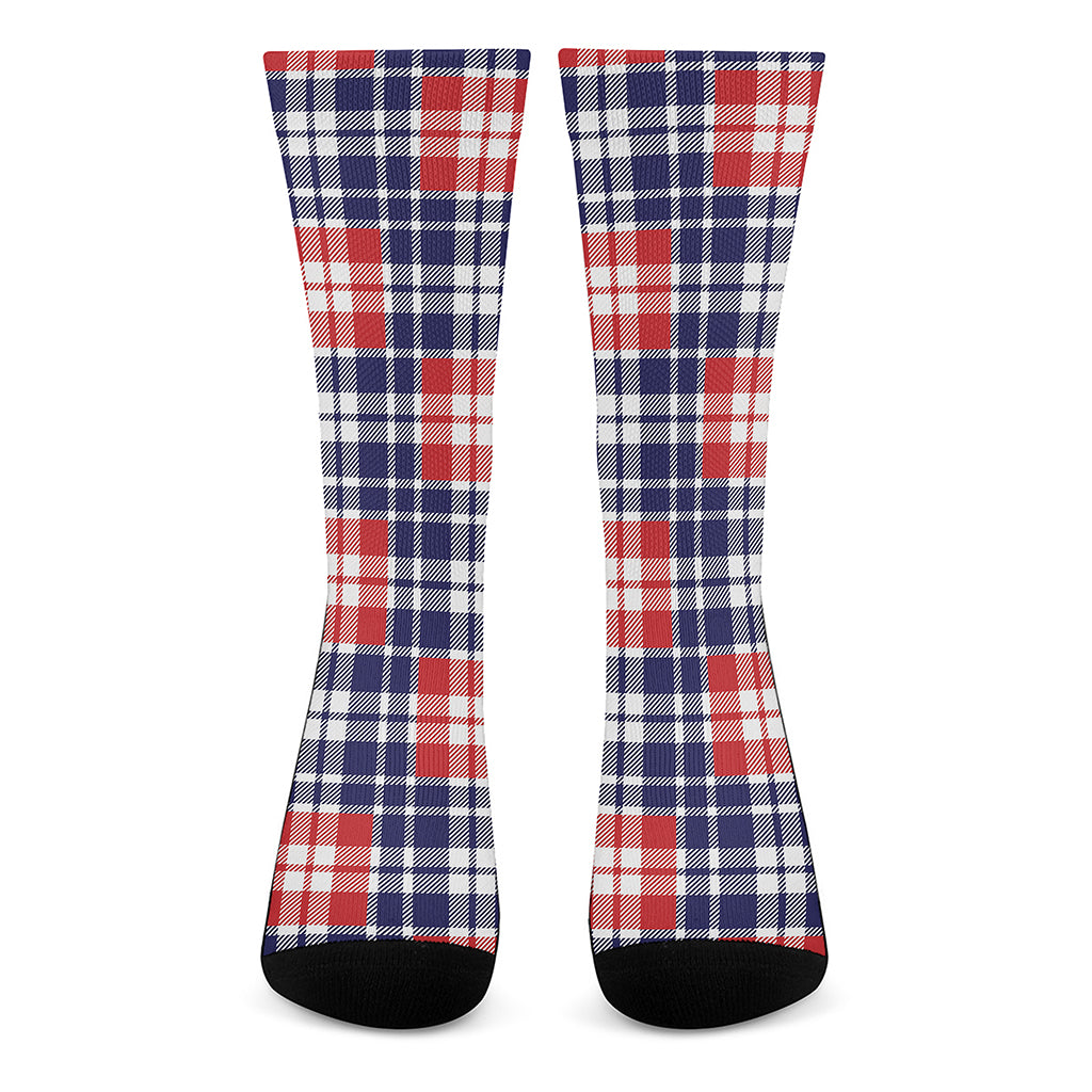 American Independence Day Plaid Print Crew Socks