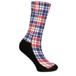 American Independence Day Plaid Print Crew Socks