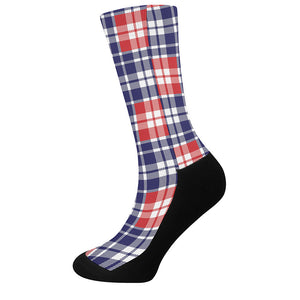 American Independence Day Plaid Print Crew Socks